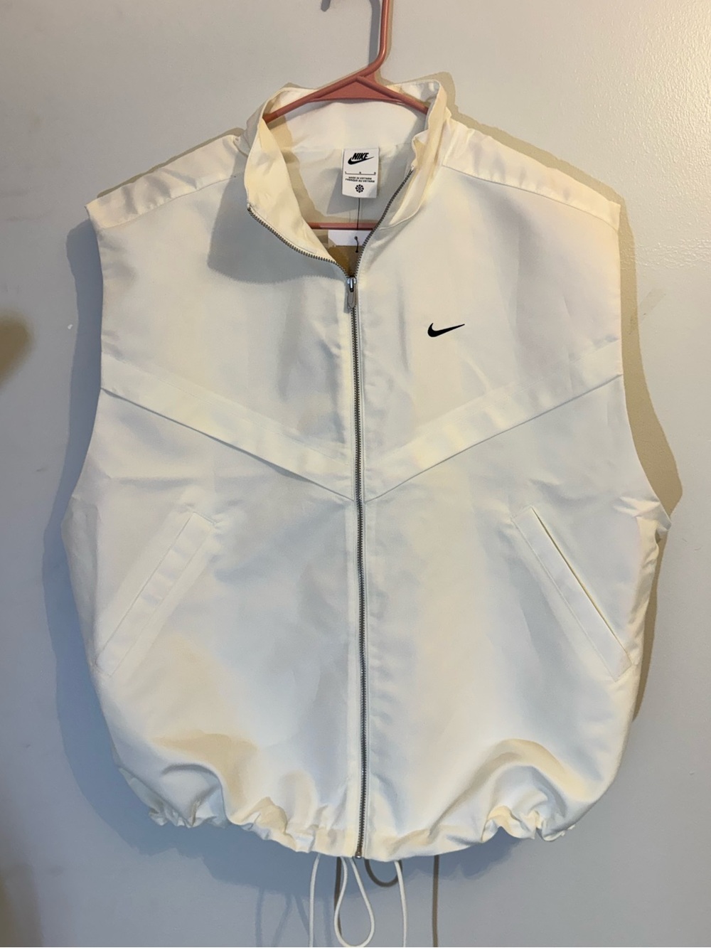 Nike White Sleeveless Zip Vest